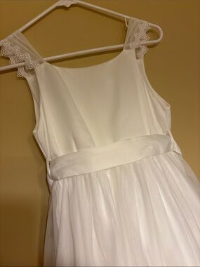 Classic White Tulle Formal Dress for Girls with Lace Straps